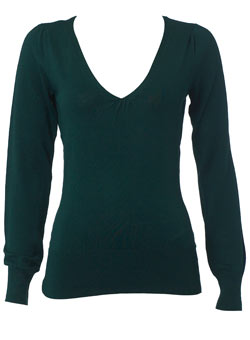 Dorothy Perkins Dark green v-neck jumper