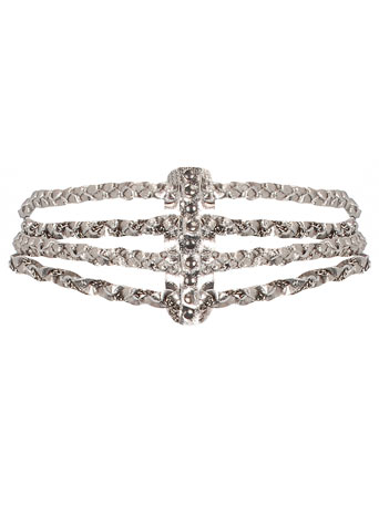 DP Collection grey leather chain belt