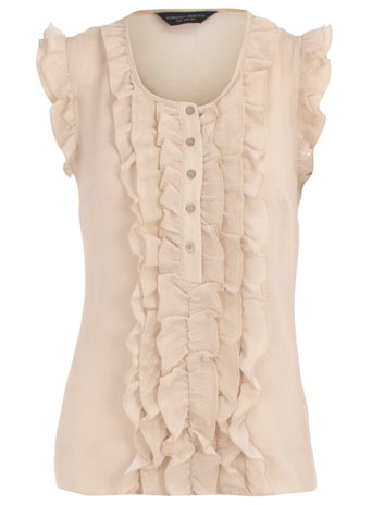 Dorothy Perkins Gold shimmer ruffle blouse DP05196942