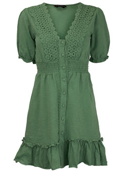 Green crochet button tunic