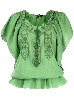 Dorothy Perkins Green flutter sleeve top