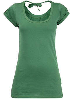 Green keyhole back crew top