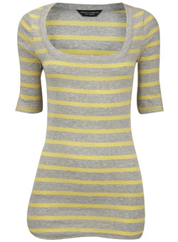 Dorothy Perkins Grey and yellow scoop top