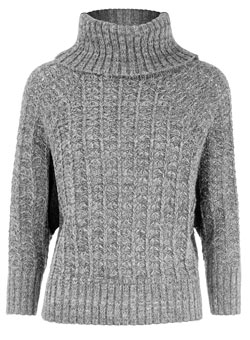 Grey batwing roll neck jumper