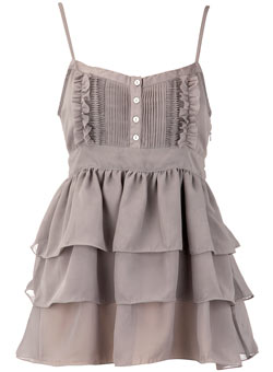 Grey bib ruffle cami