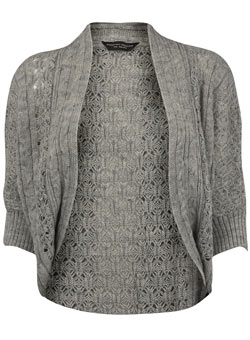 Grey cable stitch shrug