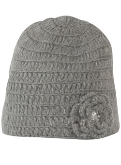 Dorothy Perkins Grey rose applique beanie