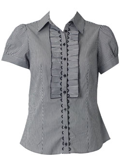 Dorothy Perkins Grey stripe loop ruffle top