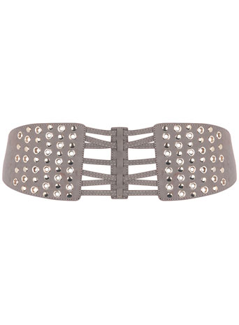 Grey stud wide waist belt