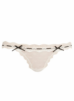 Ivory floral ribbon slot thong