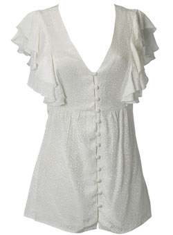 Dorothy Perkins Ivory frill sleeve top