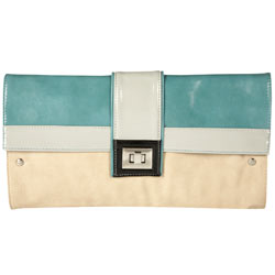 Jade colour block clutch