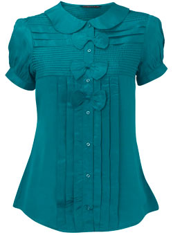 Jade pleat bow blouse