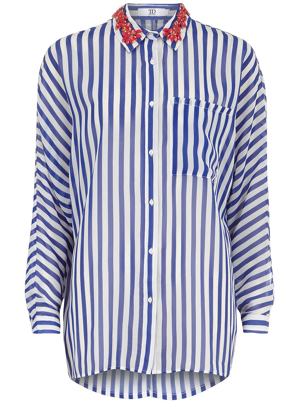 Dorothy Perkins Jewel Collar Stripe Blouse 75200079