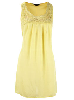 Dorothy Perkins Lemon crochet trim tunic