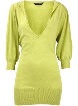 Dorothy Perkins Lime v-neck hooded jumper