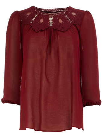 Dorothy Perkins Merlot crochet neck blouse DP05320298