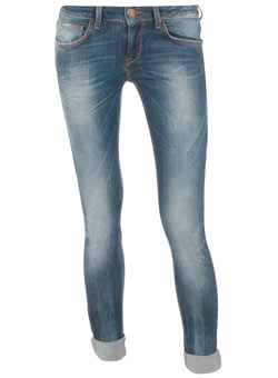 Dorothy Perkins Mid wash turn-up skinny jeans