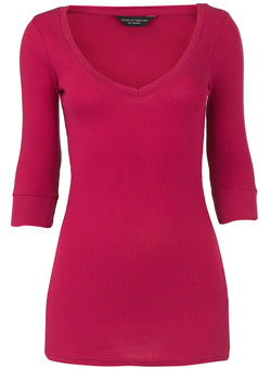 Dorothy Perkins Mulberry v-neck rib top