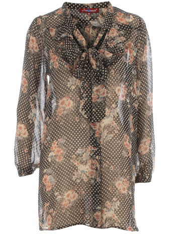 Dorothy Perkins Multi dot floral bow blouse DP50131076