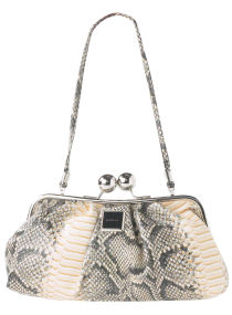 Natural snake ball clasp bag