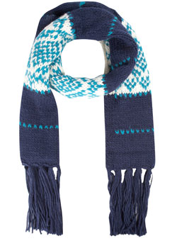 Navy chunky Fair Isle scarf