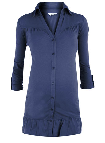 Navy frill jersey shirt