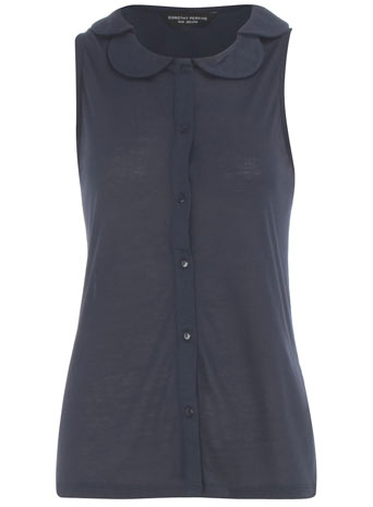 Dorothy Perkins Navy petal collar blouse