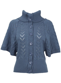 Dorothy Perkins Navy pointelle cape cardigan