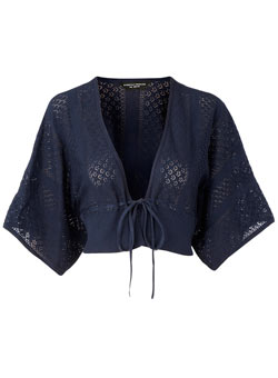 Dorothy Perkins Navy pointelle kimono shrug