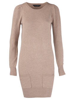 Oatmeal crew neck long-line jumper
