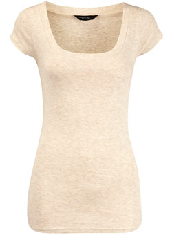 Oatmeal short sleeve scoop top