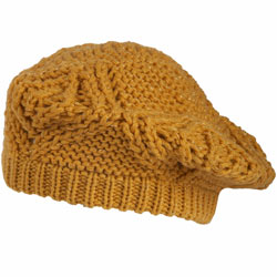 Ochre handknit sparkle beret