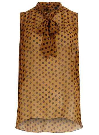 Dorothy Perkins Ochre spot chiffon tie blouse DP80000390
