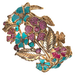 Pave Flower Clamp Bracelet