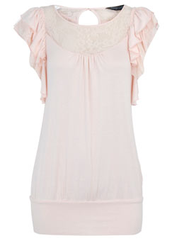 Dorothy Perkins Peach lace yoke banded top