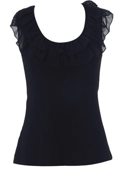 Dorothy Perkins Petite black clown frill top