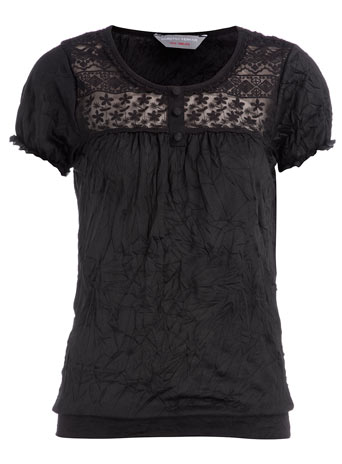 Dorothy Perkins Petite black crinkle blouse