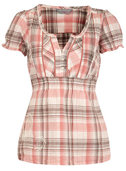 Dorothy Perkins Petite coral check blouse