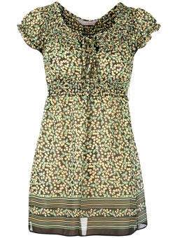 Dorothy Perkins Petite green ditsy tunic