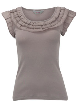 Dorothy Perkins Petite mocha woven frill top