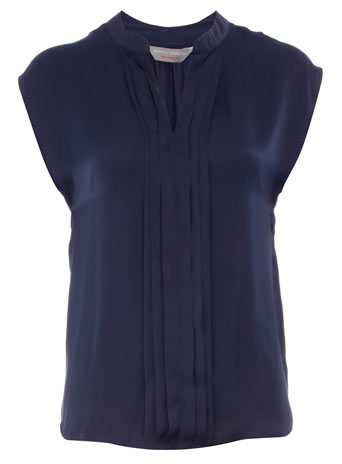 Dorothy Perkins Petite navy pleat blouse DP79437823