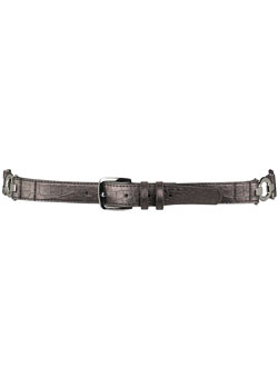 Pewter croc double strap belt