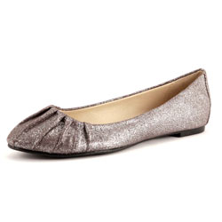 Pewter pleat pumps