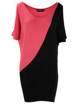 Pink/black colour block top