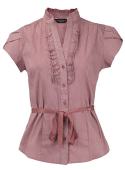 Dorothy Perkins Pink check ruffle blouse