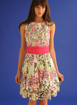 Pink floral belted dress