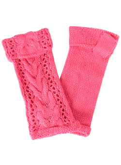 Pink pointelle handwarmers