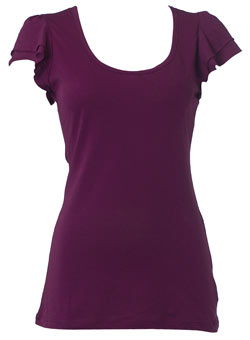 Purple ruffle keyhole top