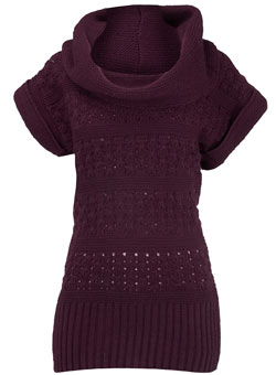 Dorothy Perkins Purple stitch tab cowl jumper